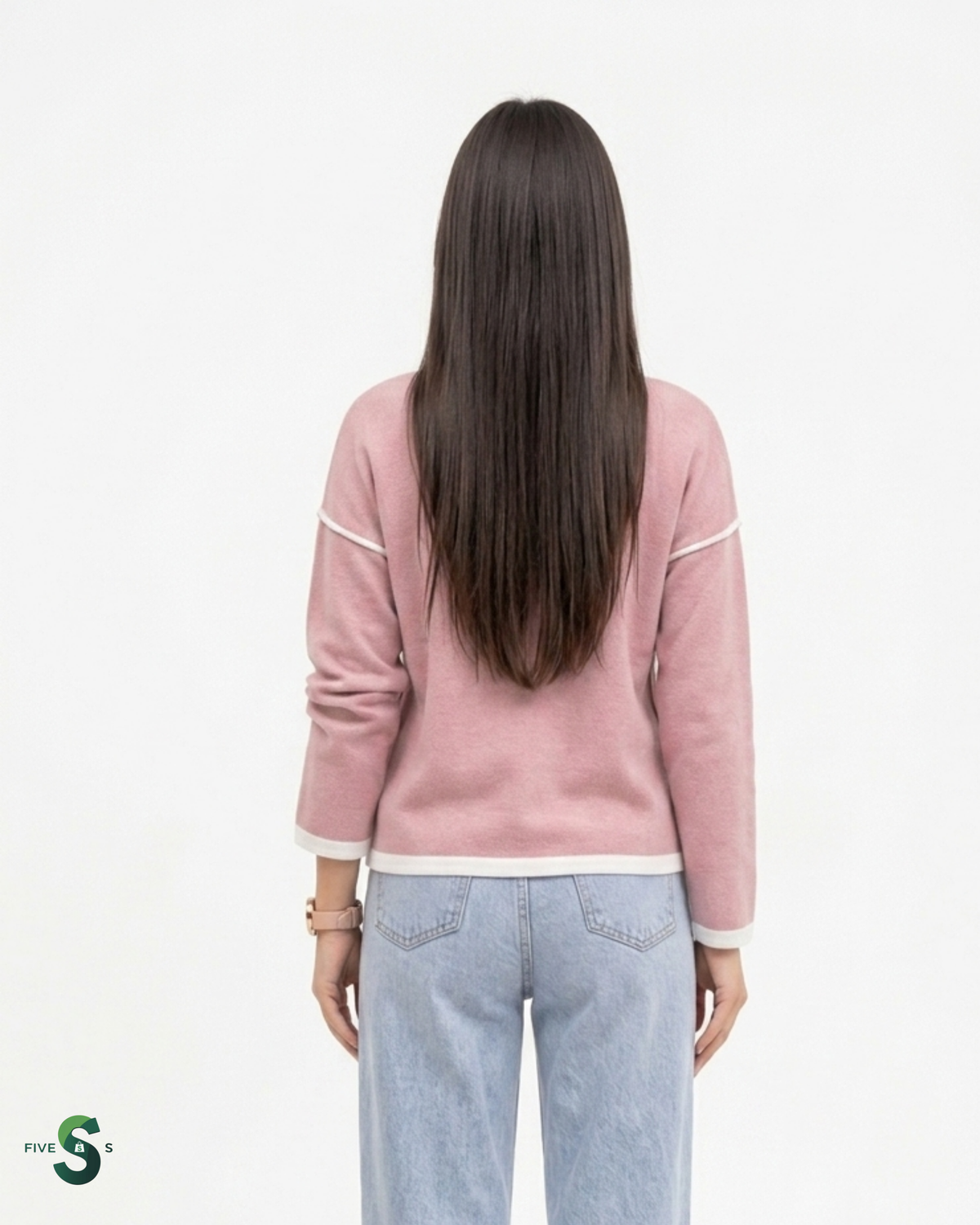 Angel Wings Contrast Detail Dropped Shoulder Knit Top