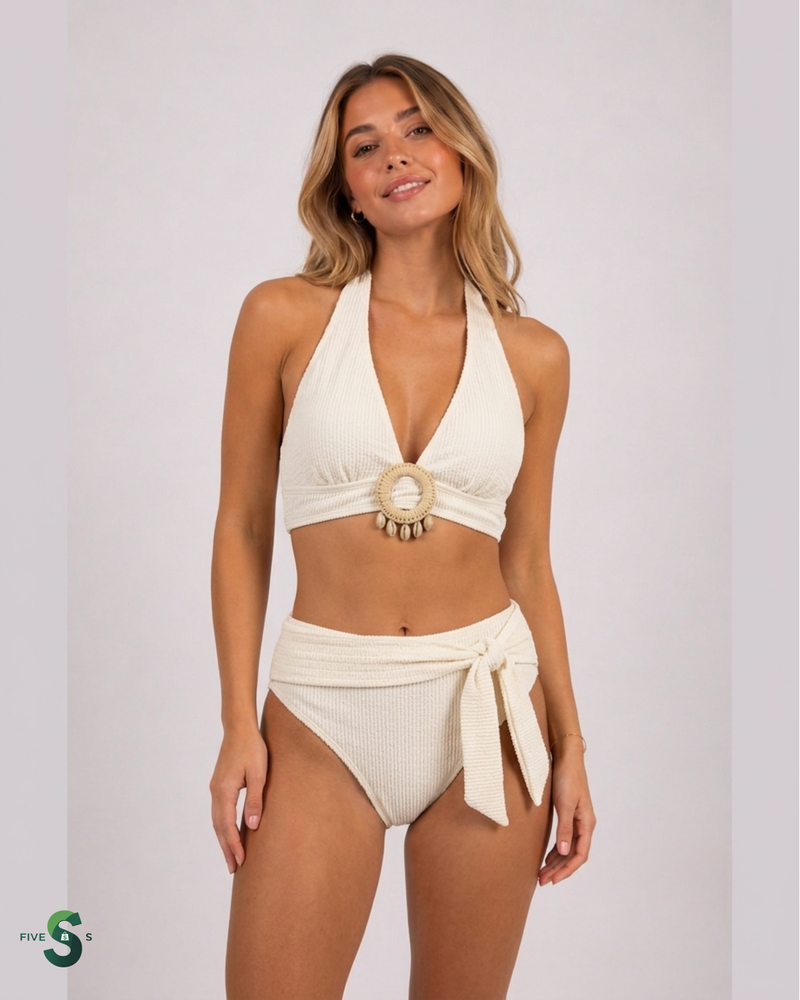 WHITE SHELL BIKINI SET