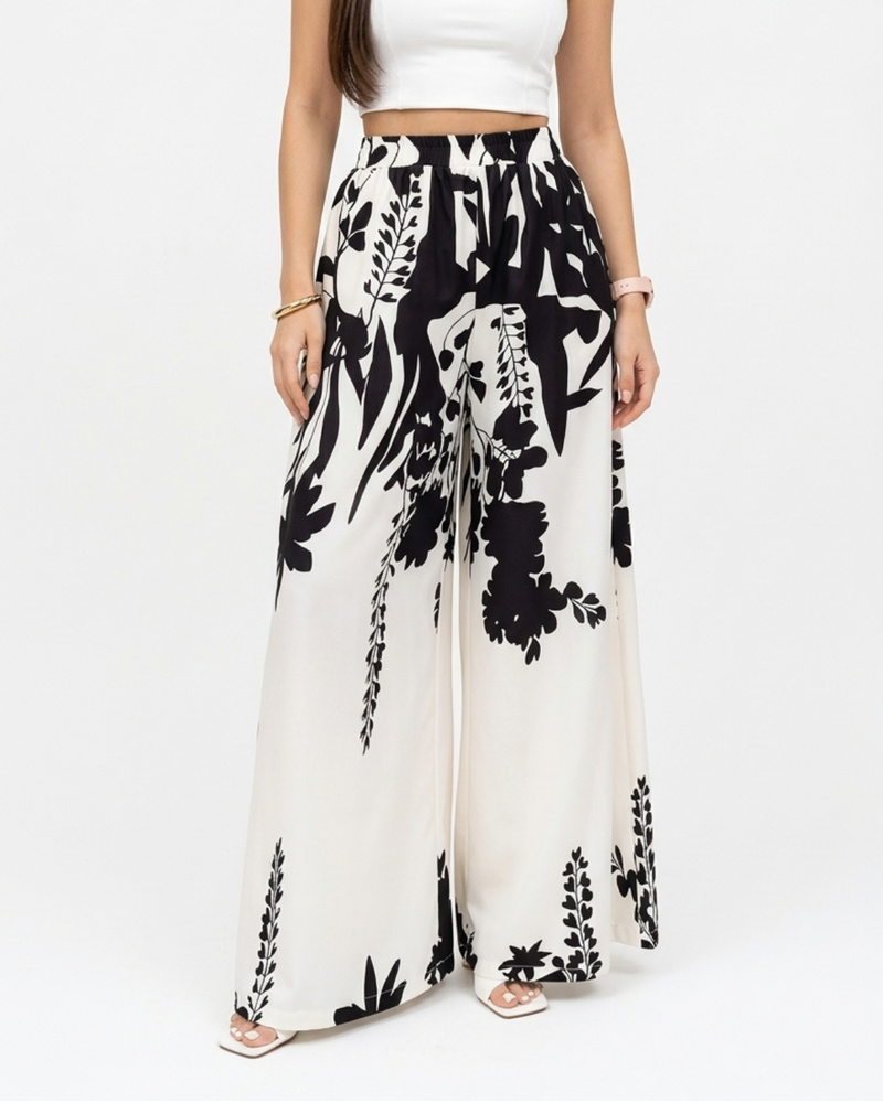 Wide Leg  Elastic High Waist Silky