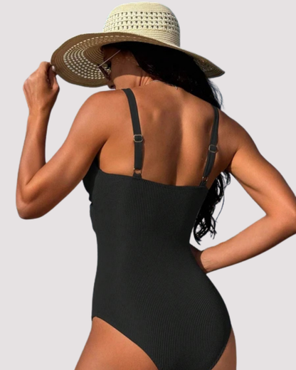 Deep V-Neck One-Piece Swimsuit