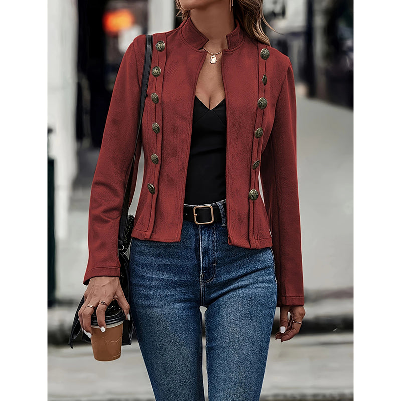 Women's Faux Suede Blazer - Long Sleeve Notch Lapel Open Front Jacket, Casual Business Office Blazer