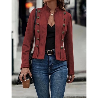 Women's Faux Suede Blazer - Long Sleeve Notch Lapel Open Front Jacket, Casual Business Office Blazer