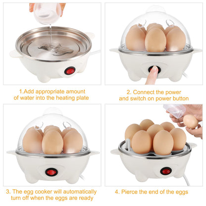 1Pc Electric Egg Cooker 7-Capacity Hard-Boiled Egg Maker With Auto-Off Measuring Cup For Hard Boiled Steamed Vegetables Seafood Dumplings