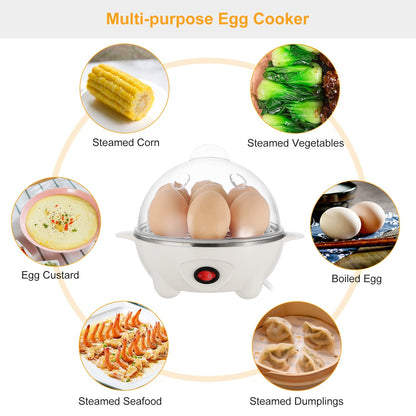 1Pc Electric Egg Cooker 7-Capacity Hard-Boiled Egg Maker With Auto-Off Measuring Cup For Hard Boiled Steamed Vegetables Seafood Dumplings