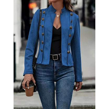 Women's Faux Suede Blazer - Long Sleeve Notch Lapel Open Front Jacket, Casual Business Office Blazer