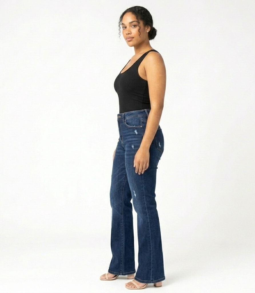 High Waist Tummy Control Wide Leg Jeans for Women