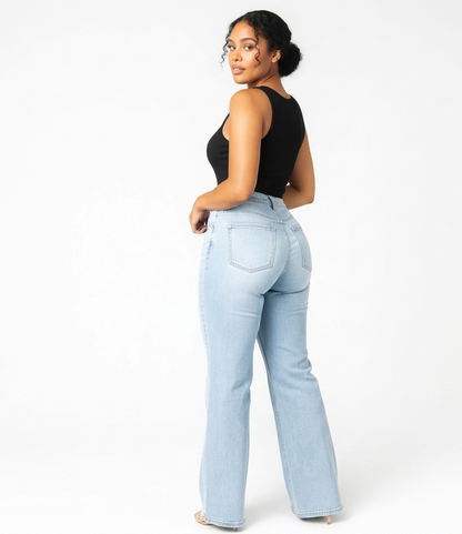 High Waist Tummy Control Wide Leg Jeans for Women