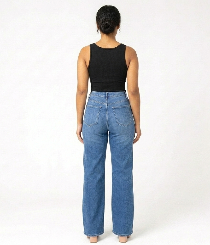 High Waist Tummy Control Wide Leg Jeans for Women