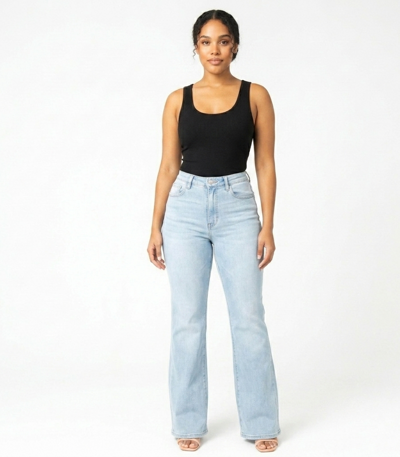 High Waist Tummy Control Wide Leg Jeans for Women