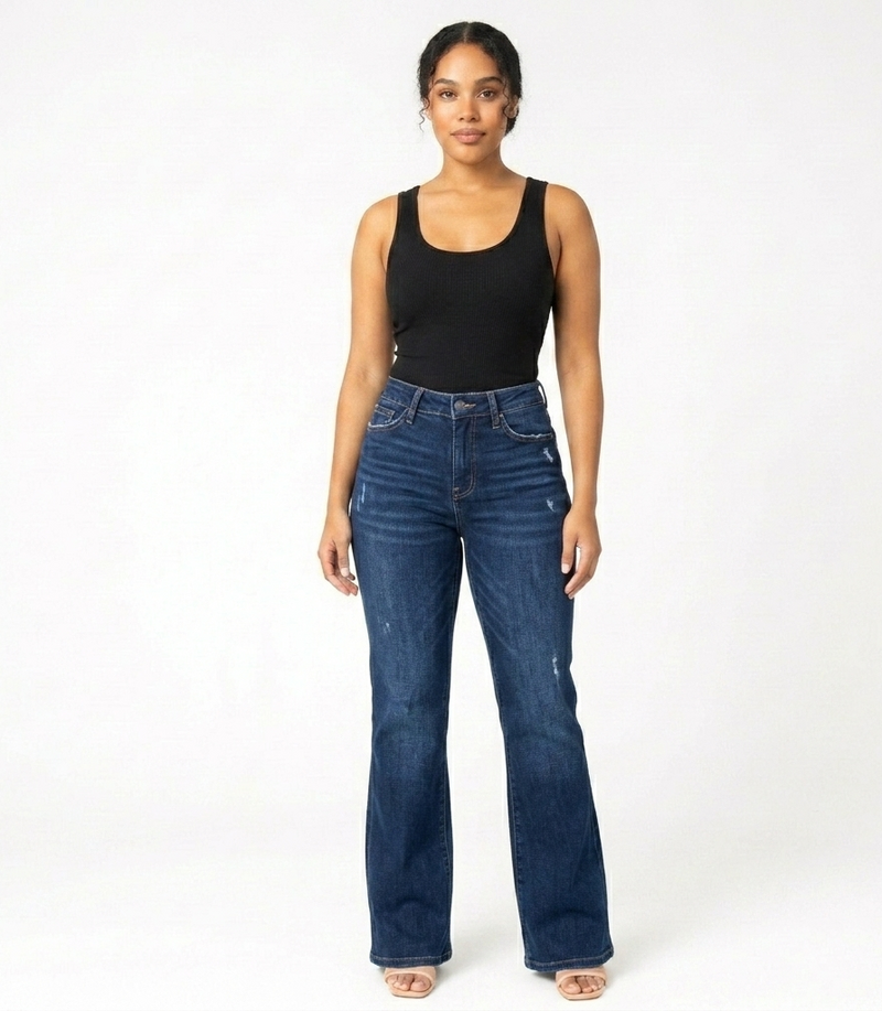 High Waist Tummy Control Wide Leg Jeans for Women