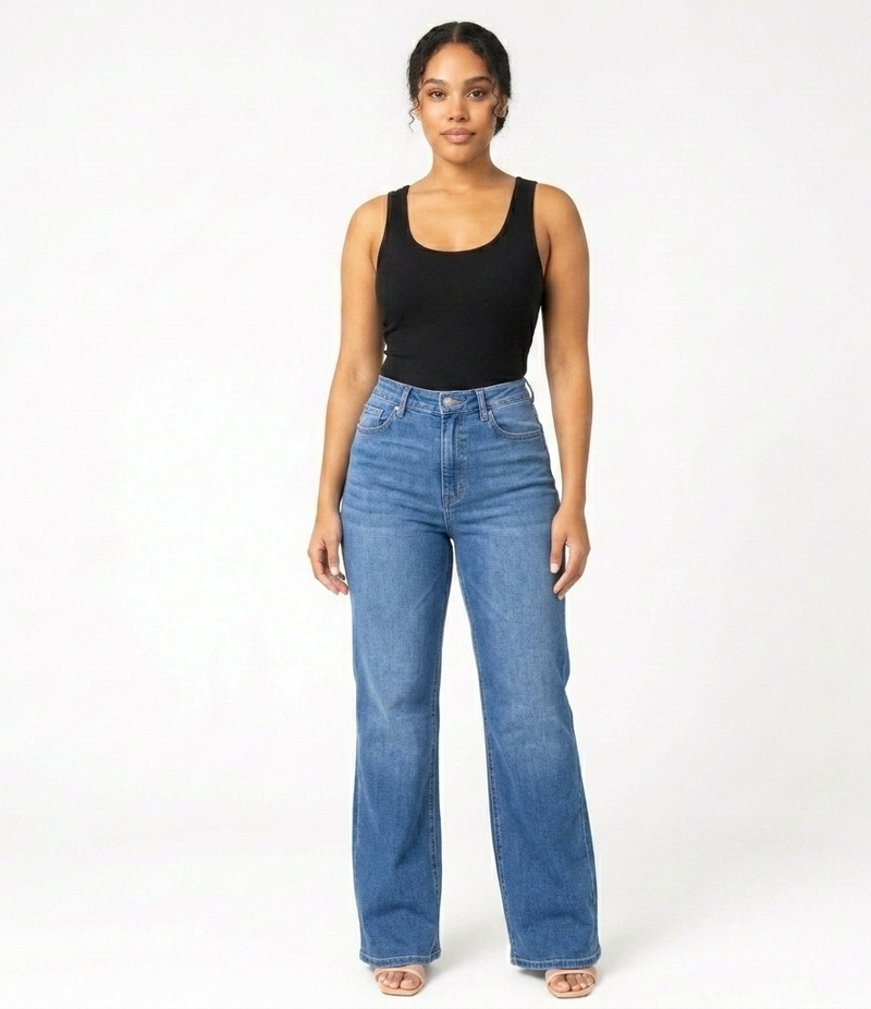 High Waist Tummy Control Wide Leg Jeans for Women