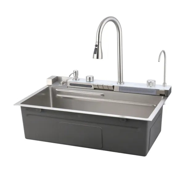 Pull-out Facuet Single Bowl Sink Kitchen Vegetable Sink 304 Whale Waterfall Sink Dish Sink Household Vegetable Washing Basin