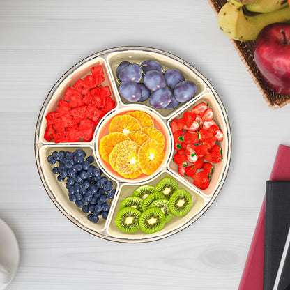 2 Pcs Divided Serving Tray With Lid And Handle 360 Degree Rotatable Snack Box Container With 6 Dividers