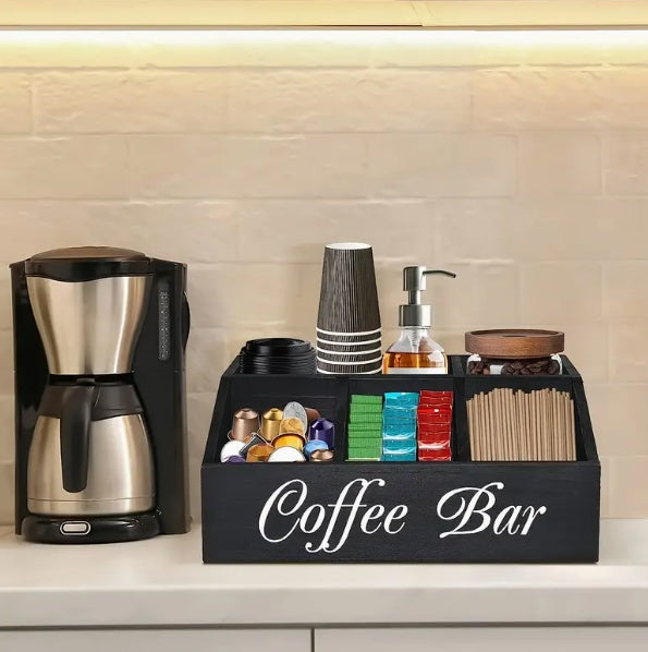 Durable Wooden Divider Coffee Capsule Organizer, Suitable For Coffee Shops, Kitchens, And Offices, Coffee Bar Accessories, Kitchen Accessories.